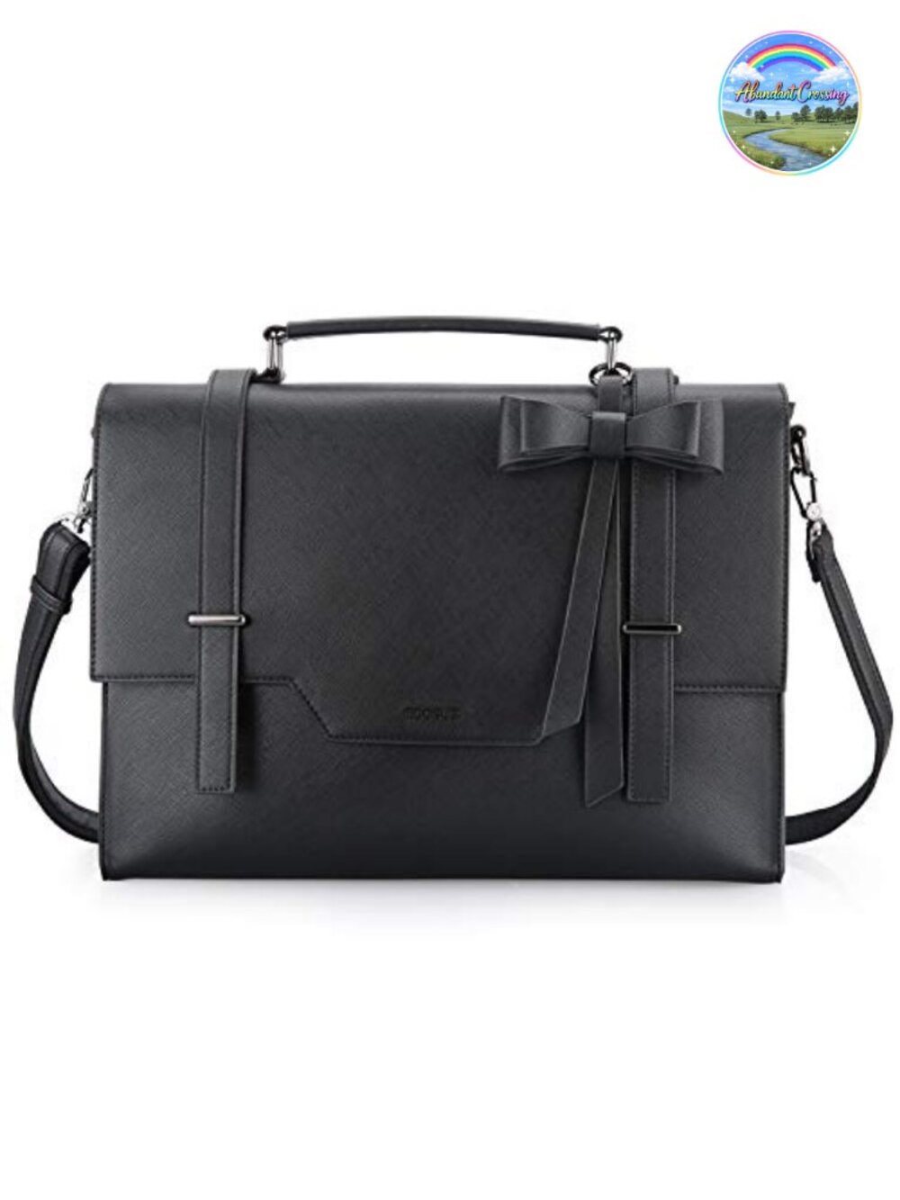 Vegan Leather Laptop Messenger Bag Fits 15.6 Inch Briefcase Satchel